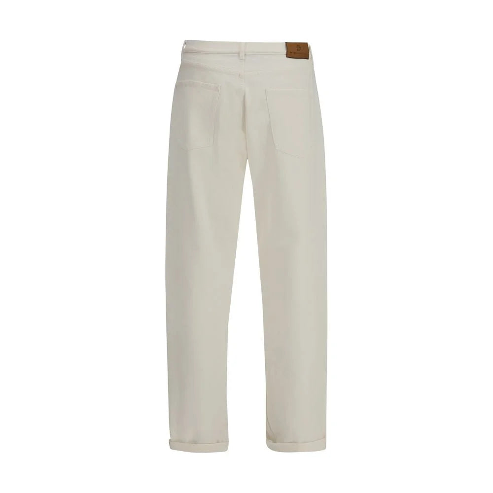Brunello Cucinelli White Cotton Straight-Leg Jeans
