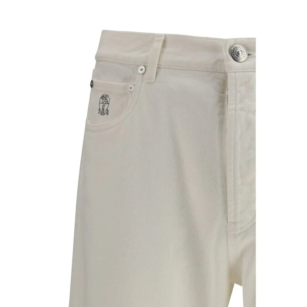 Brunello Cucinelli White Cotton Straight-Leg Jeans - IT50 | L