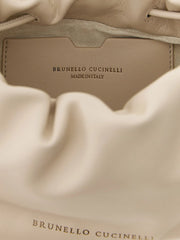 Brunello Cucinelli White Lamb Leather Crossbody Bag