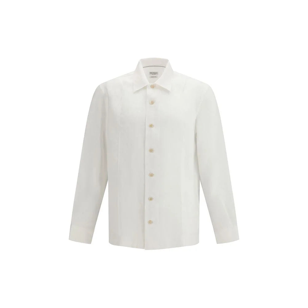Brunello Cucinelli White Linen Dress Shirt