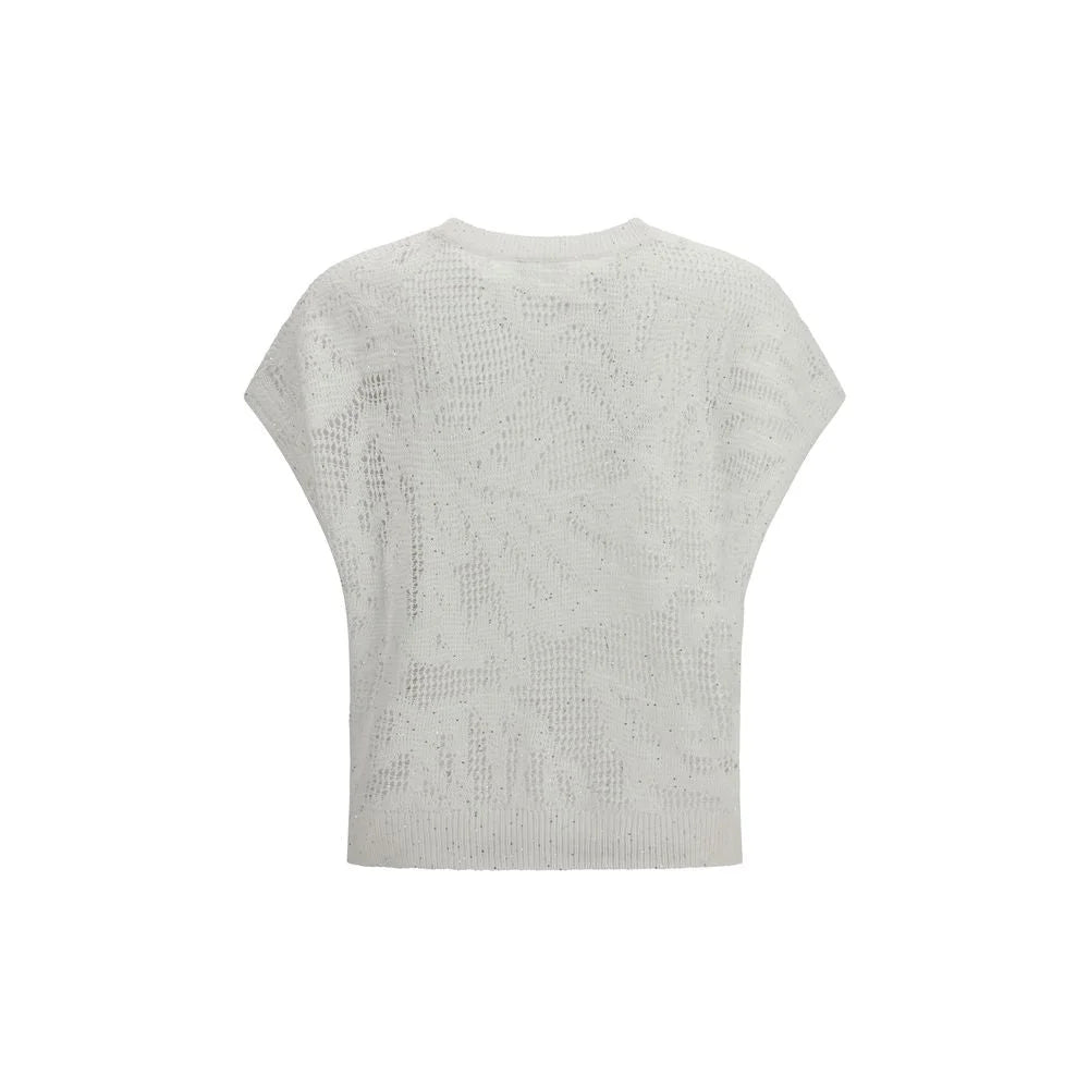 Brunello Cucinelli White Linen T-Shirt
