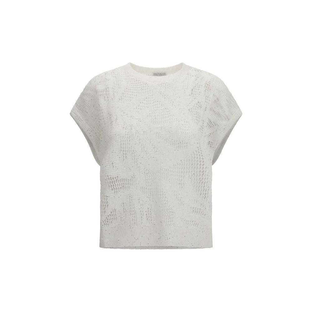 Brunello Cucinelli White Linen T-Shirt