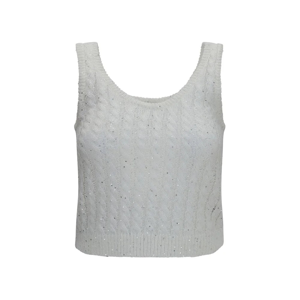 Brunello Cucinelli White Linen Tank Tops - XXS