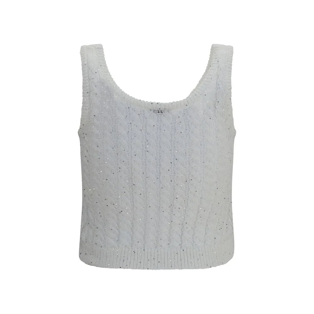 Brunello Cucinelli White Linen Tank Tops - XXS