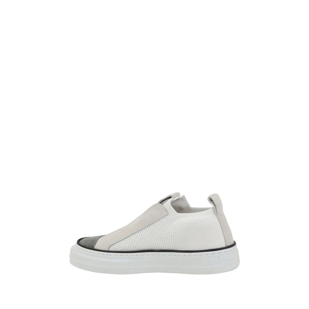 Brunello Cucinelli White Nylon Low Top Sneakers