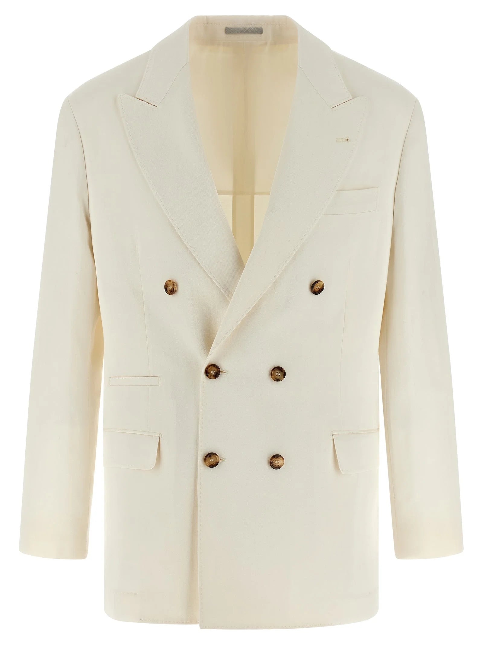 Brunello Cucinelli White Silk Blazer - IT50 | L