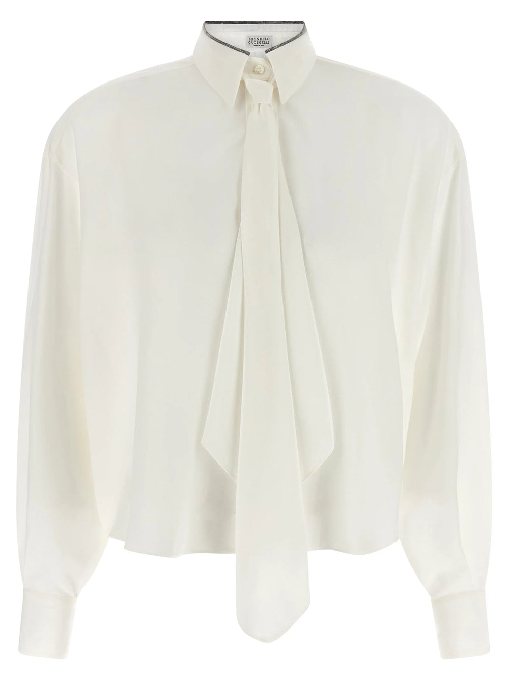 Brunello Cucinelli White Silk Blouse