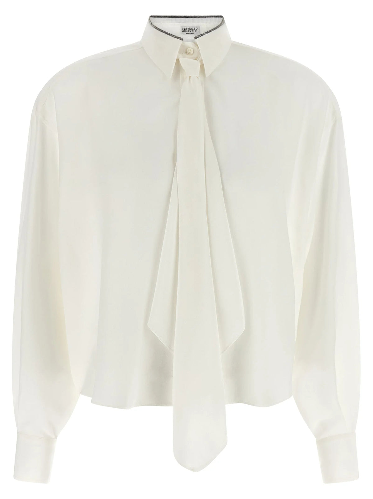 Brunello Cucinelli White Silk Blouse