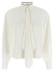 Brunello Cucinelli White Silk Blouse