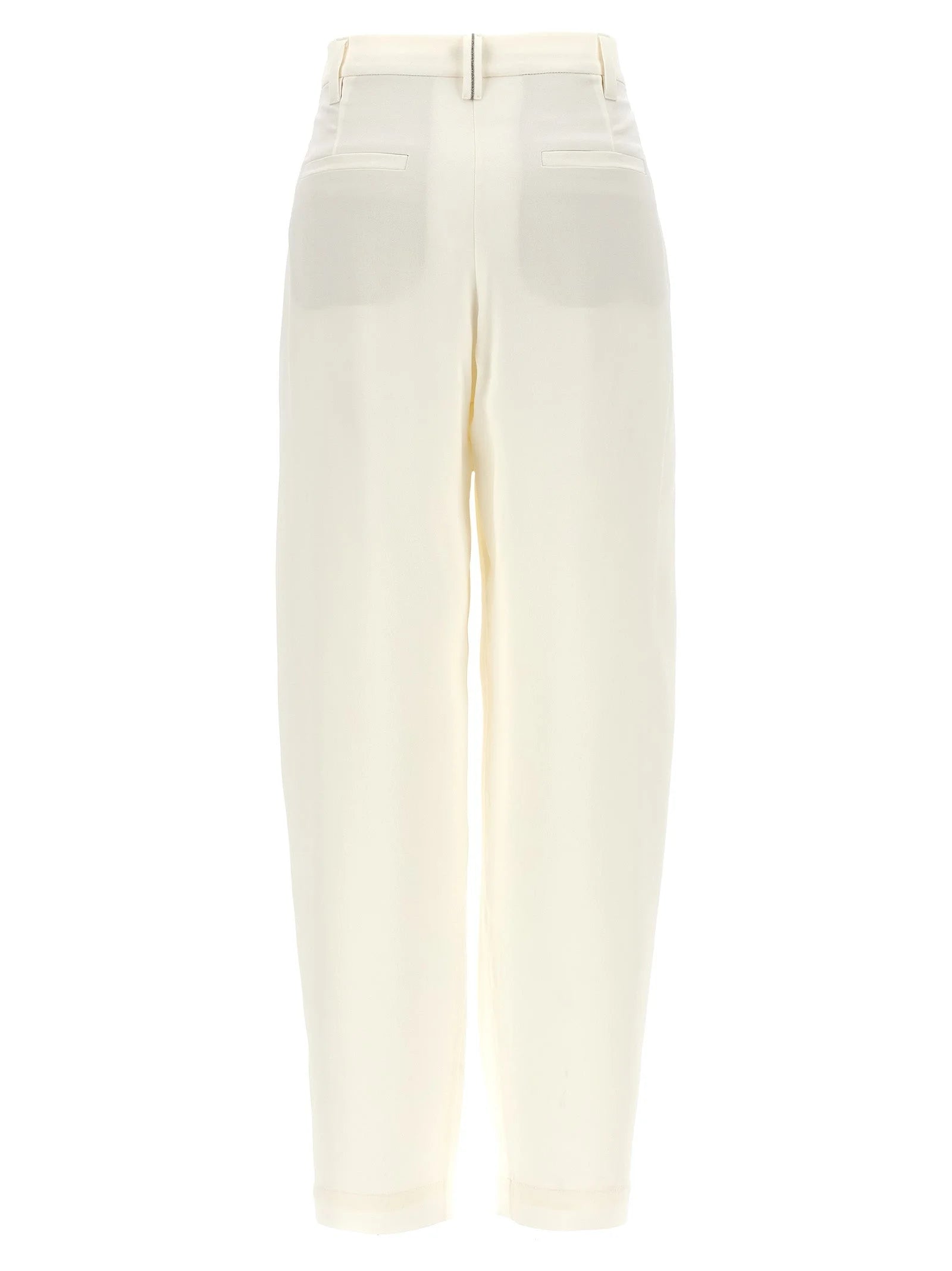 Brunello Cucinelli White Silk Casual Pants - IT40