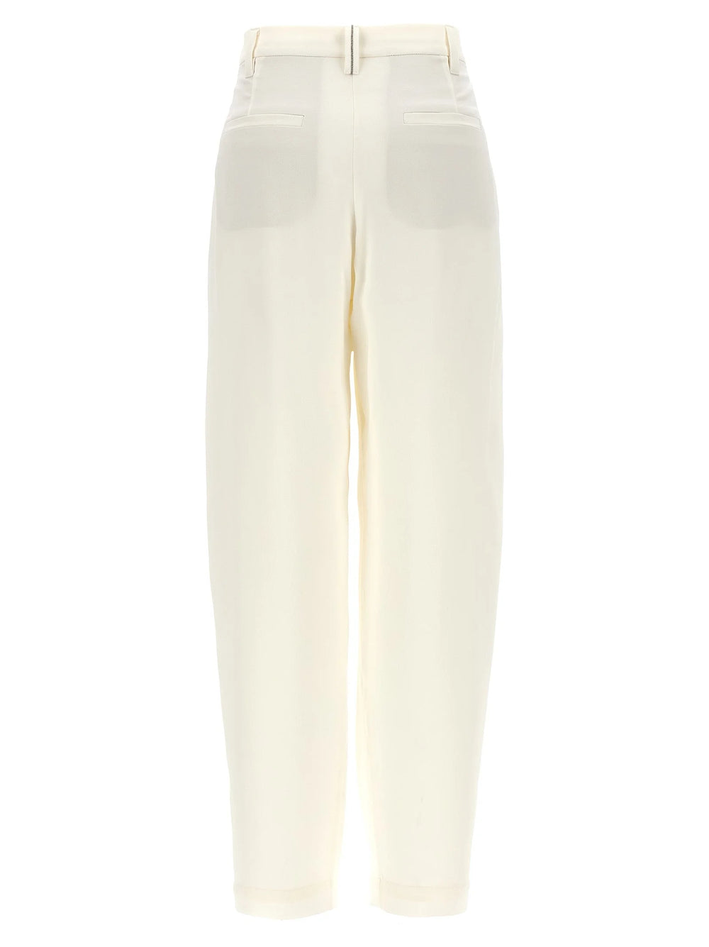 Brunello Cucinelli White Silk Casual Pants - IT40
