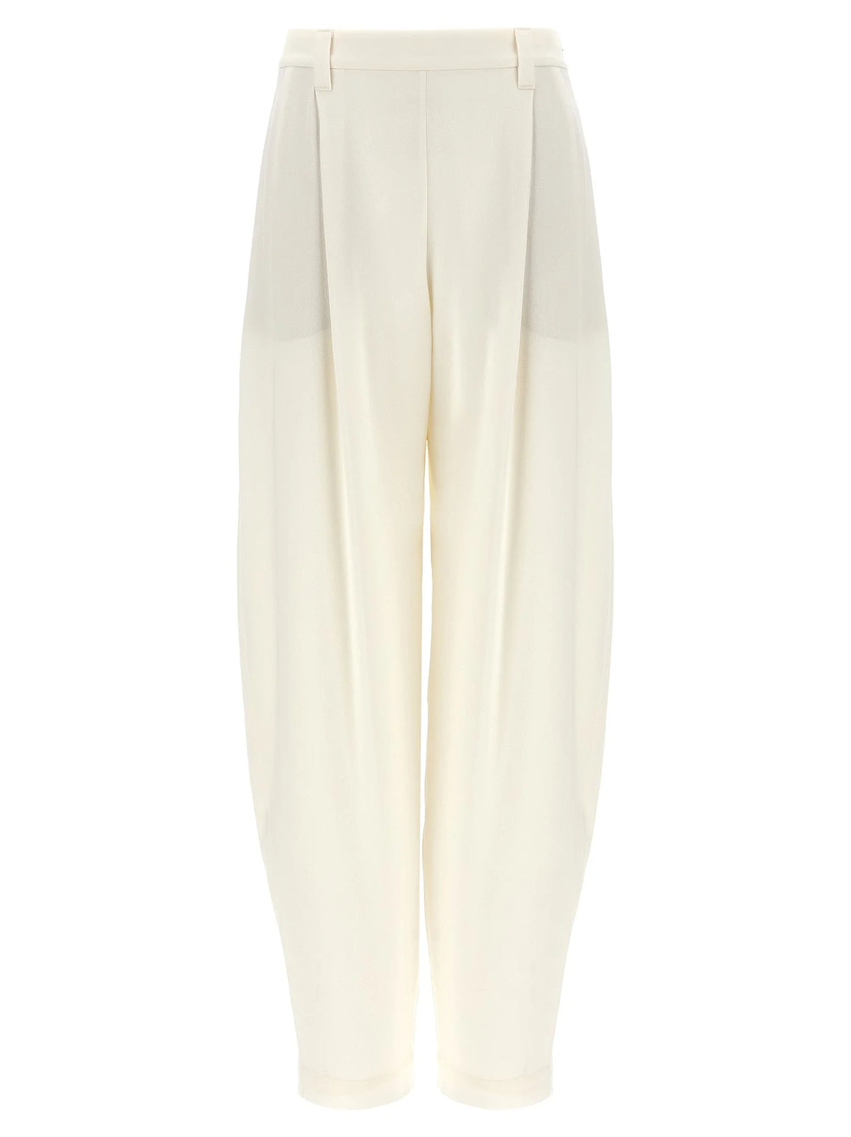 Brunello Cucinelli White Silk Casual Pants - IT40