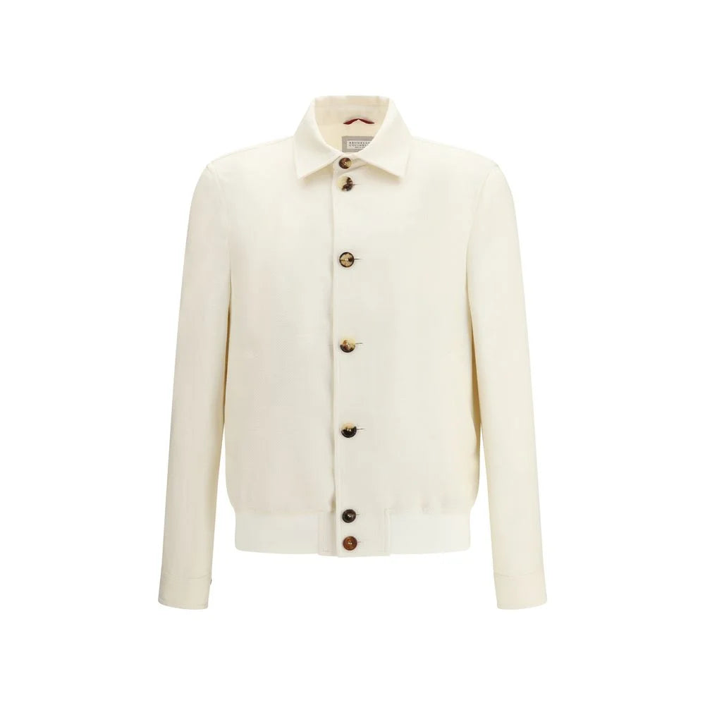 Brunello Cucinelli White Silk Shell Jacket - IT48 | M