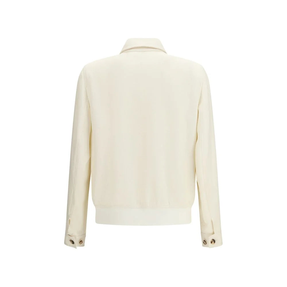 Brunello Cucinelli White Silk Shell Jacket - IT48 | M