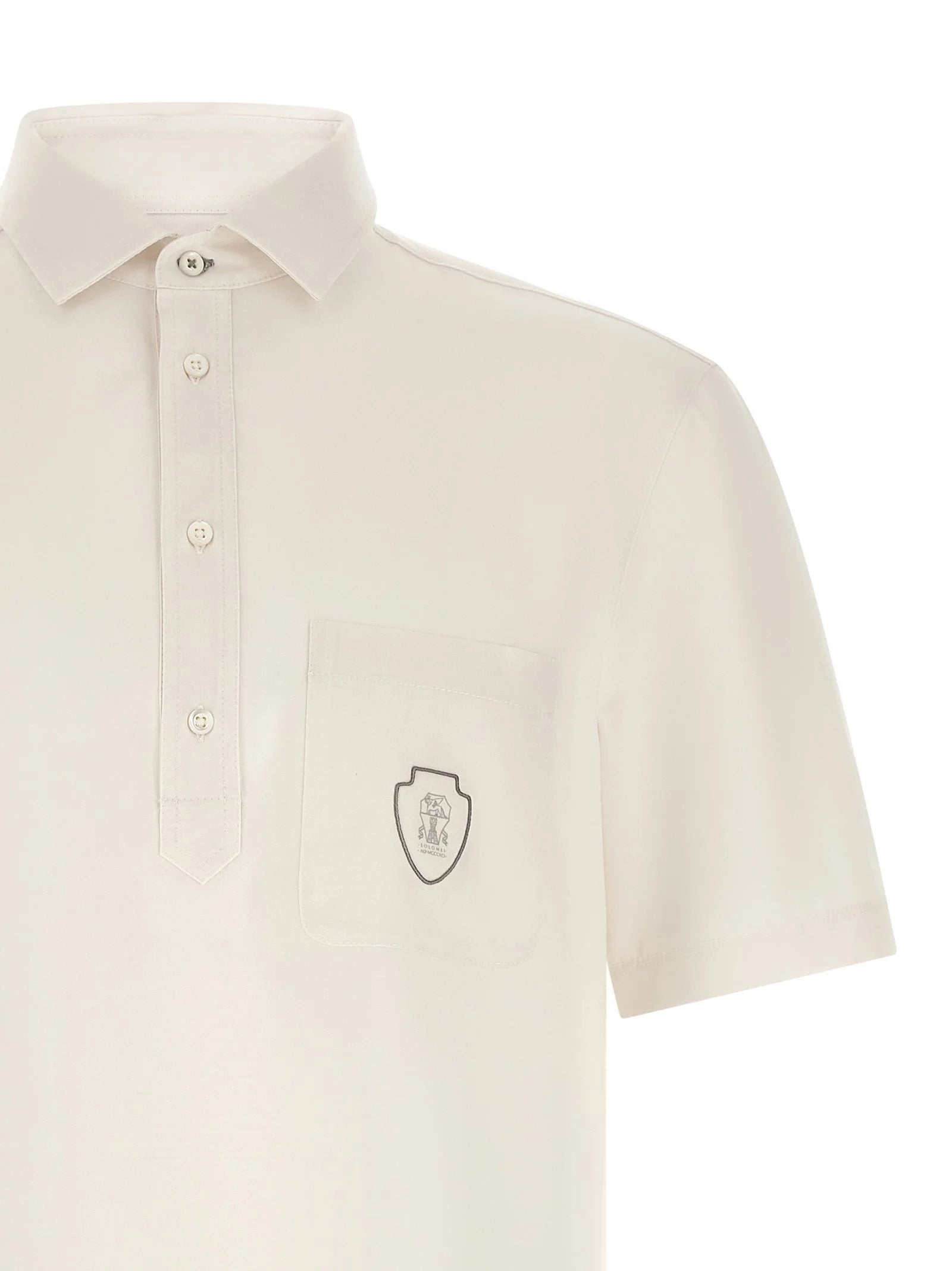 Brunello Cucinelli White Virgin Wool Polo Shirt - M