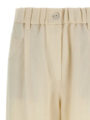 Brunello Cucinelli White Viscose Casual Pants - IT42