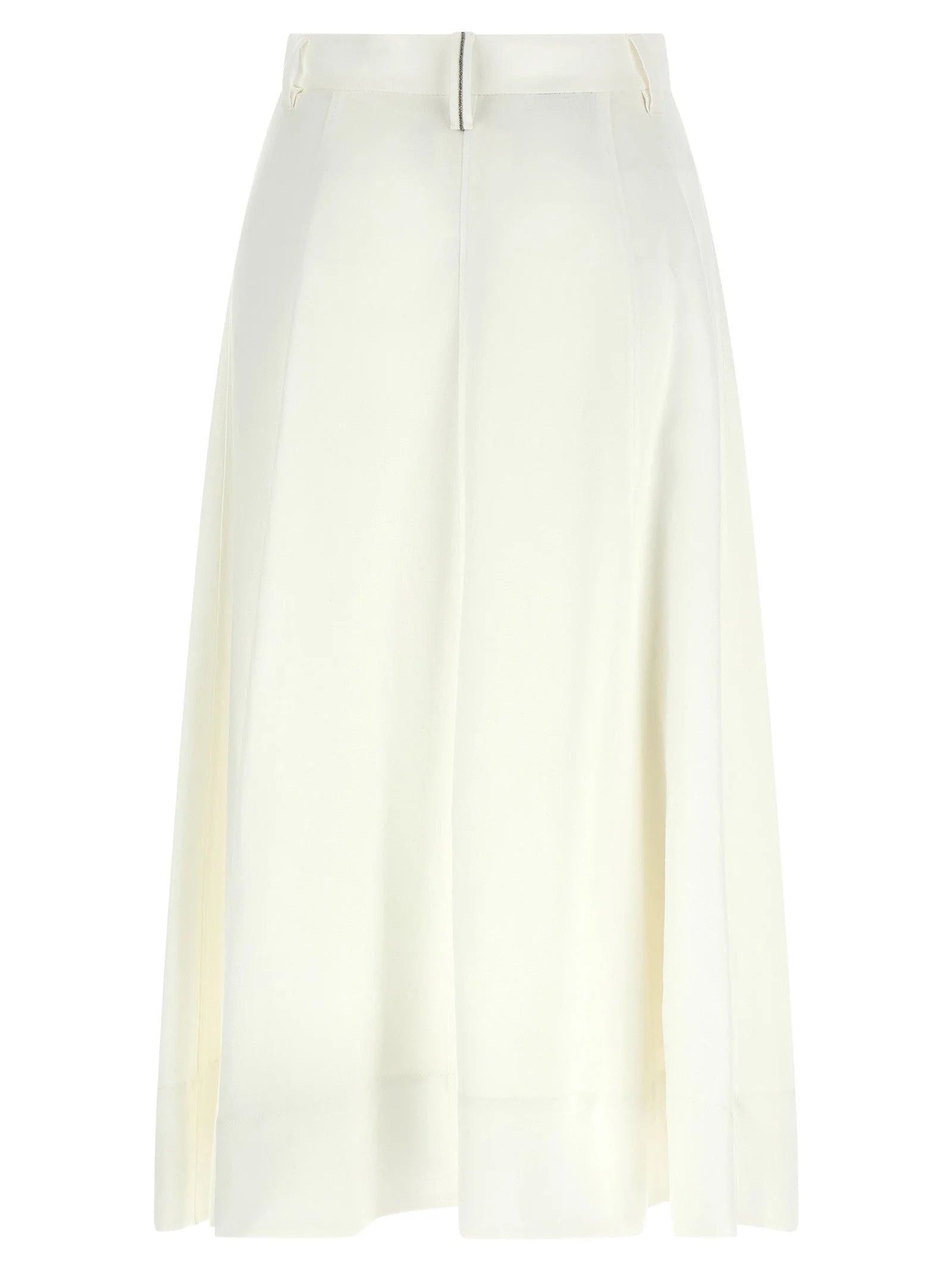 Brunello Cucinelli White Viscose Midi Skirt
