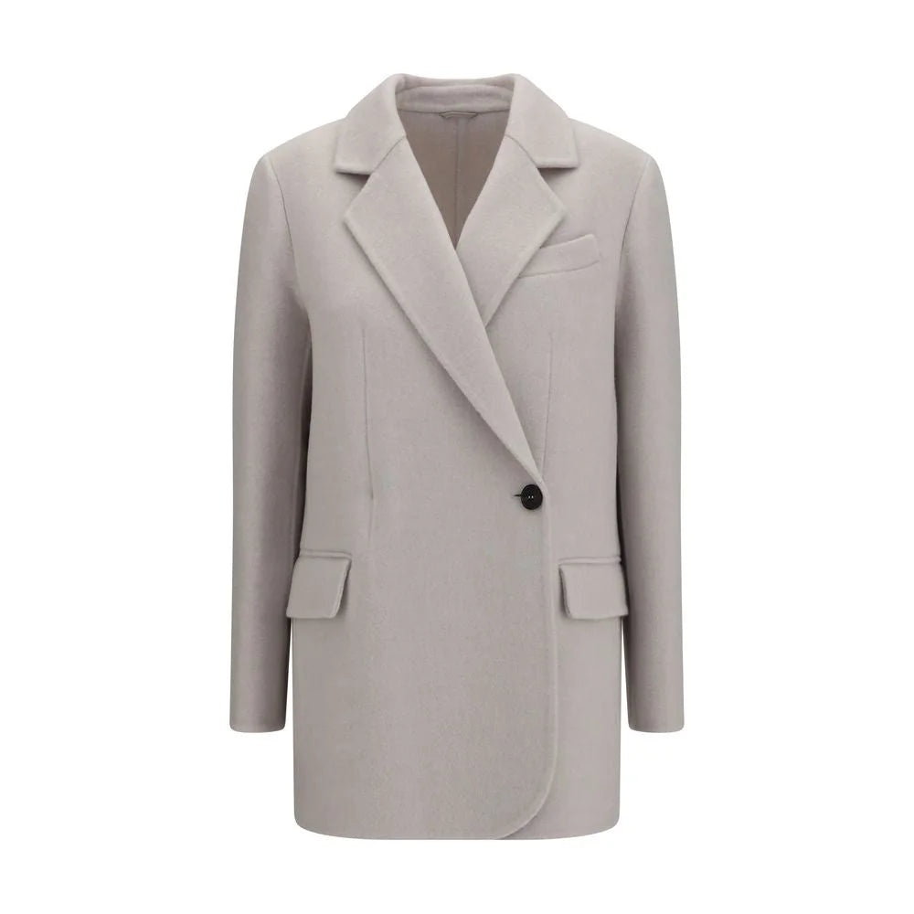 Brunello Cucinelli White Wool Oves Aries Full-Length Jacket - IT42 | L