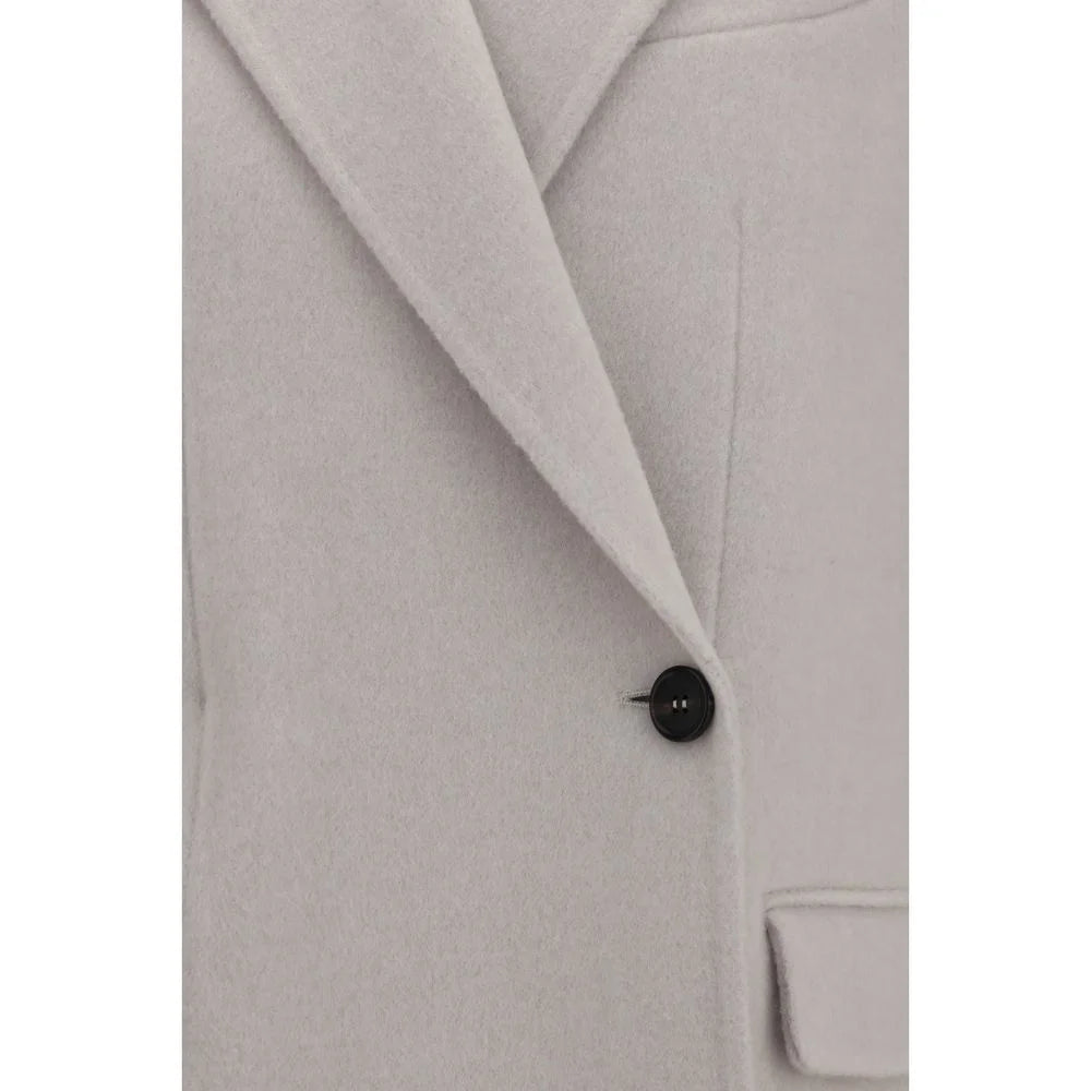 Brunello Cucinelli White Wool Oves Aries Full-Length Jacket - IT42 | L
