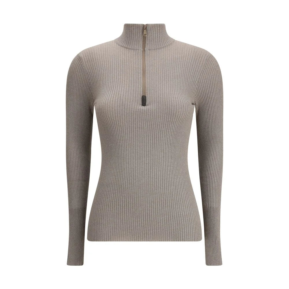 Brunello Cucinelli Zipped high neck Top - S - Sweaters