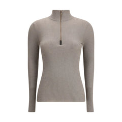 Brunello Cucinelli Zipped high neck Top - S - Sweaters