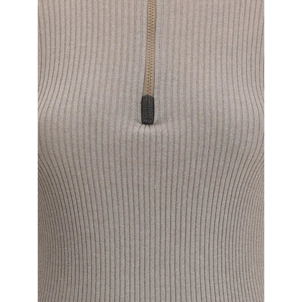 Brunello Cucinelli Zipped high neck Top - S - Sweaters