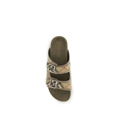 Burberry Beige Calf Leather Bos Taurus Flat Sandals