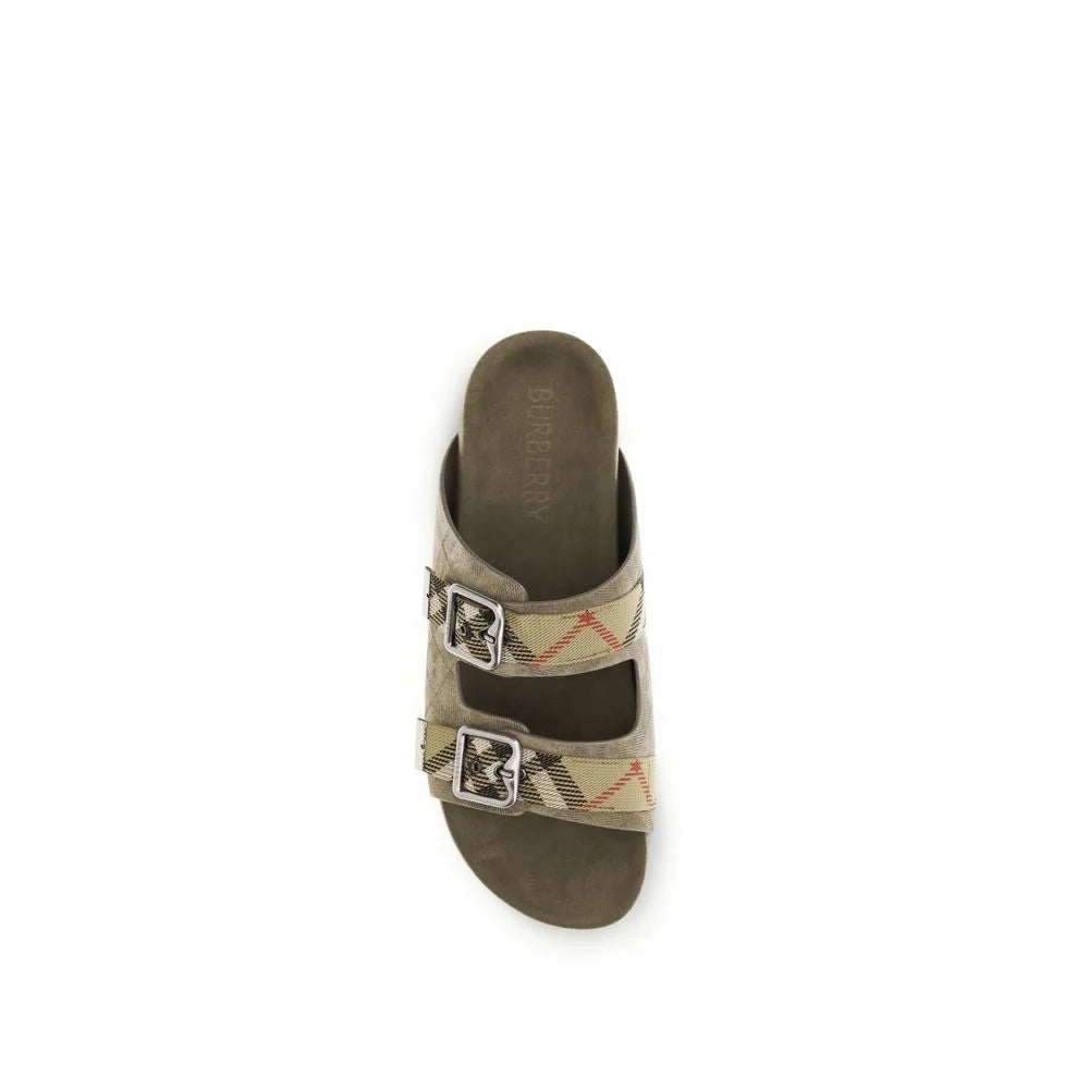 Burberry Beige Calf Leather Bos Taurus Flat Sandals - EU42/US9