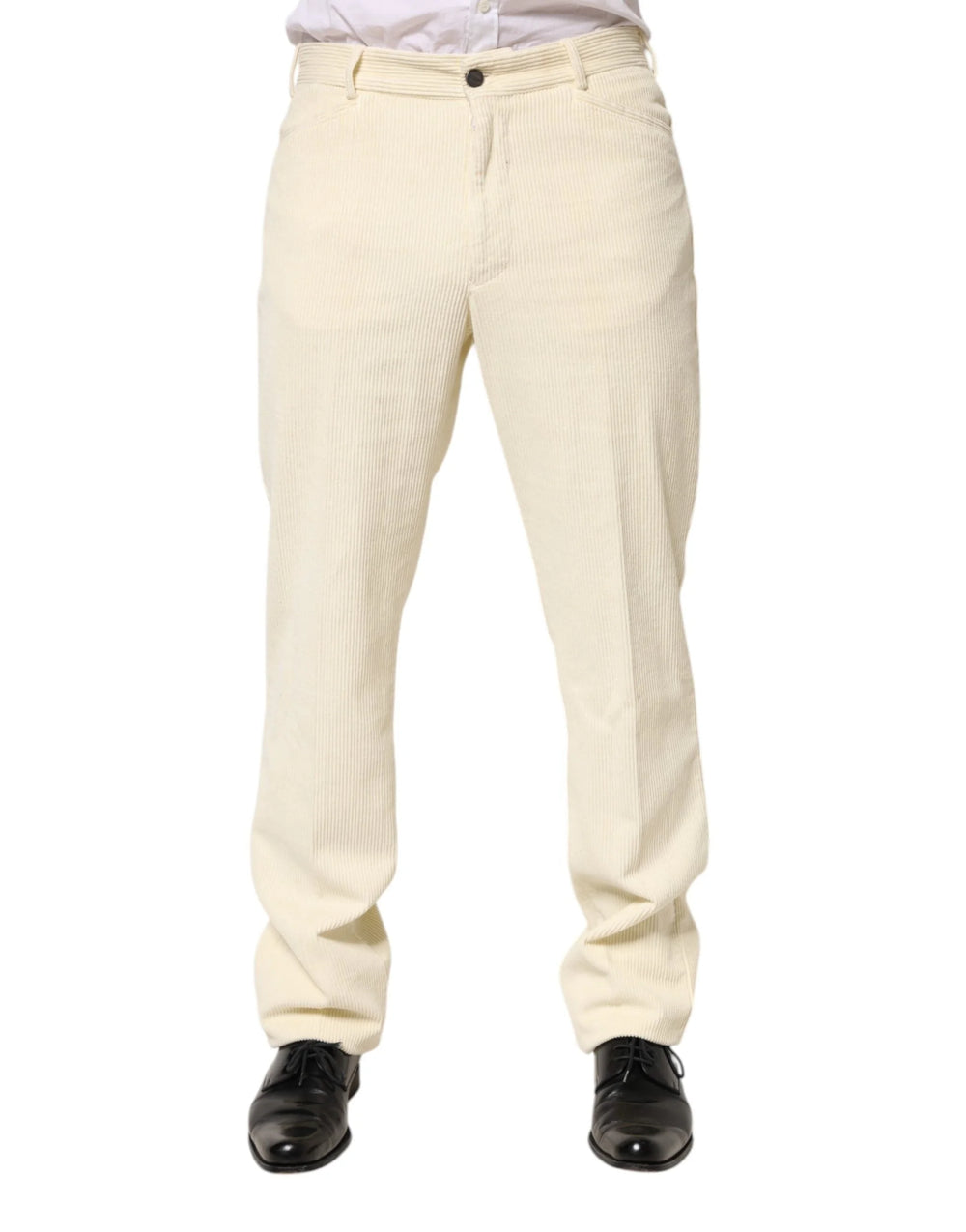 Burberry Beige Corduroy Cotton Straight Men Trouser Pants - IT50 | L - Trousers