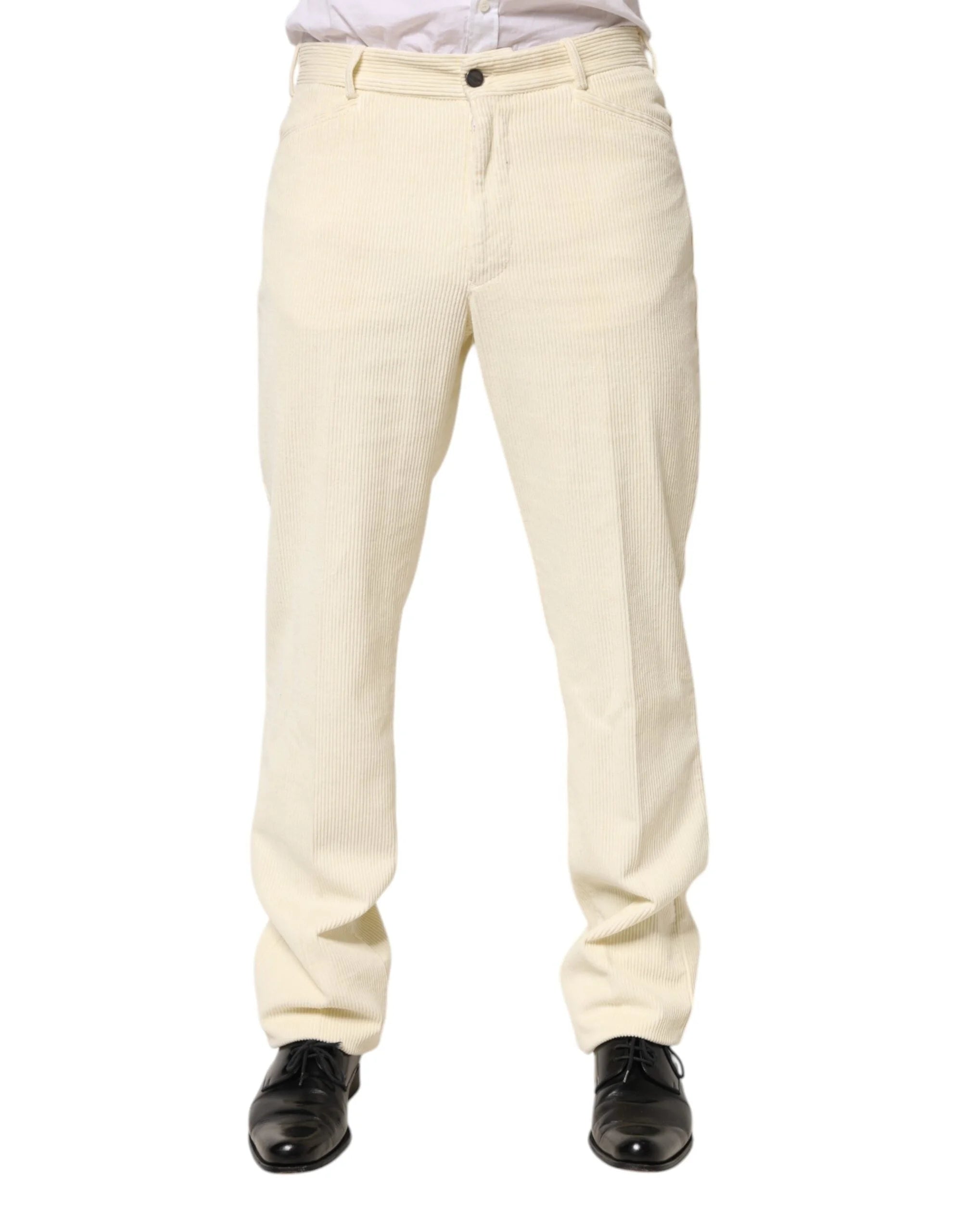 Burberry Beige Corduroy Cotton Straight Men Trouser Pants - IT50 | L - Trousers
