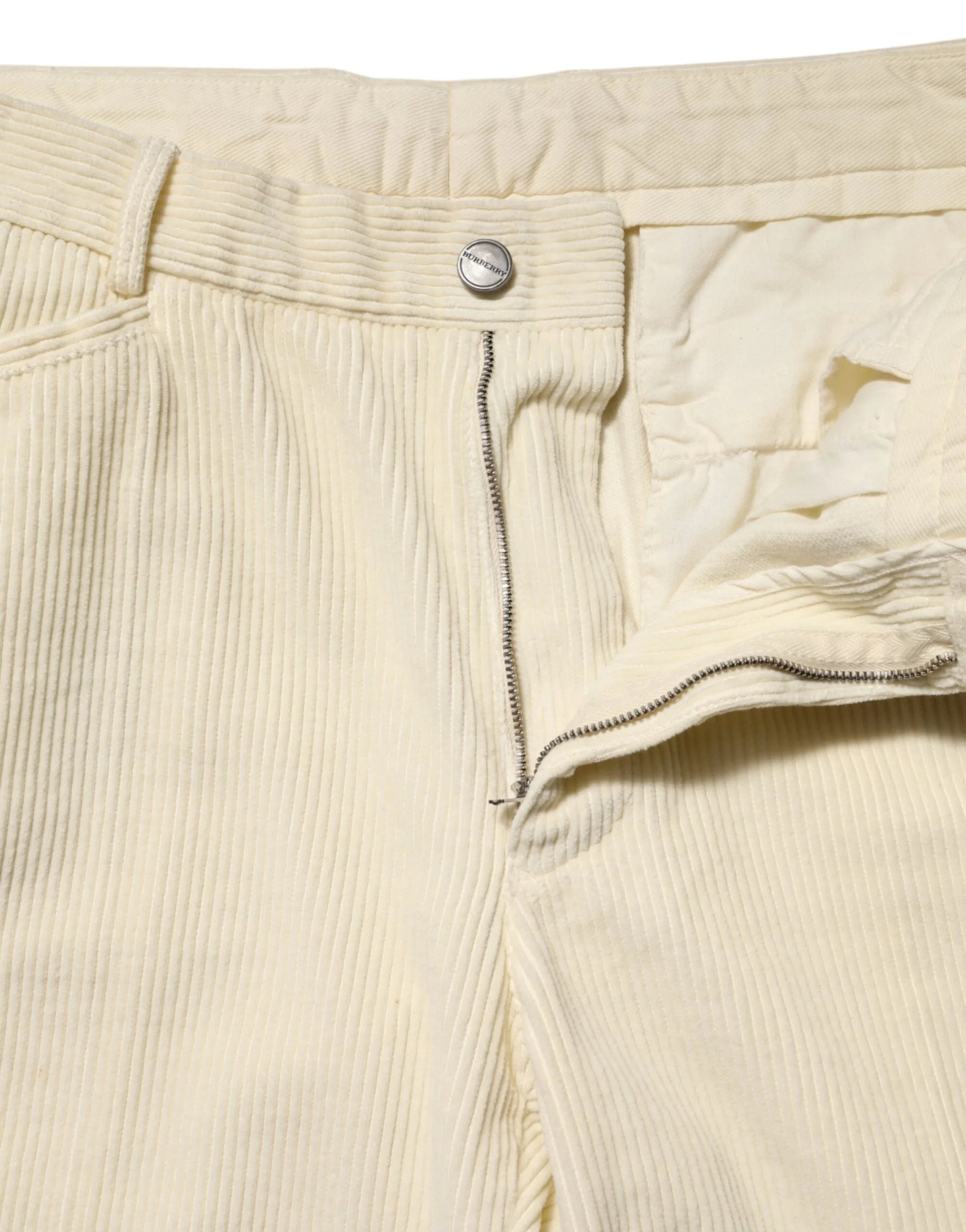 Burberry Beige Corduroy Cotton Straight Men Trouser Pants - IT50 | L - Trousers