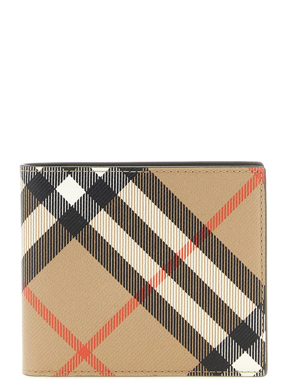 Burberry meeste kahepõhjeline rahakott beige polüetüleenist, millel on ikooniline vintage check muster ja viimistletud mati viimistlusega.