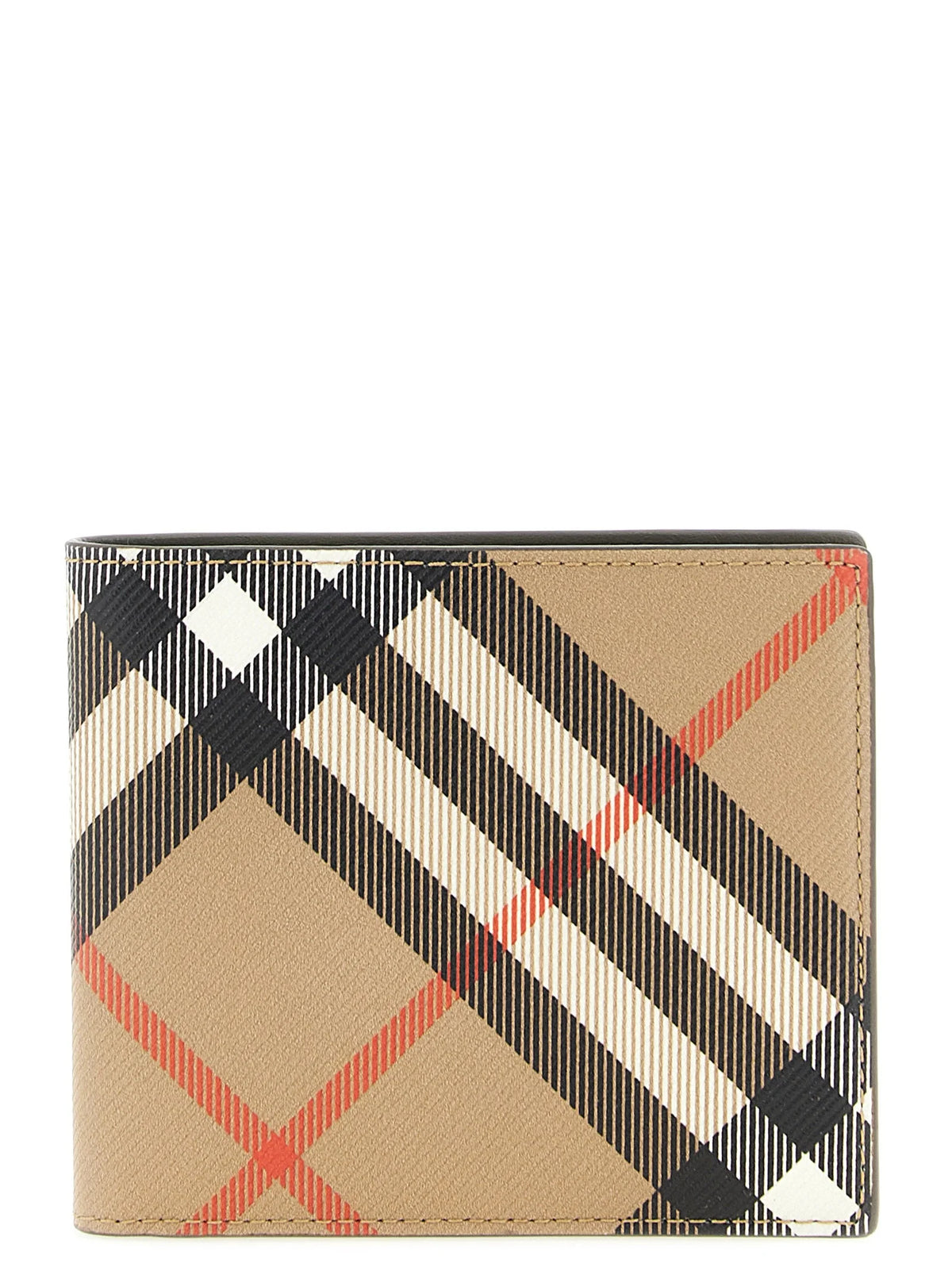 Burberry meeste kahepõhjeline rahakott beige polüetüleenist, millel on ikooniline vintage check muster ja viimistletud mati viimistlusega.