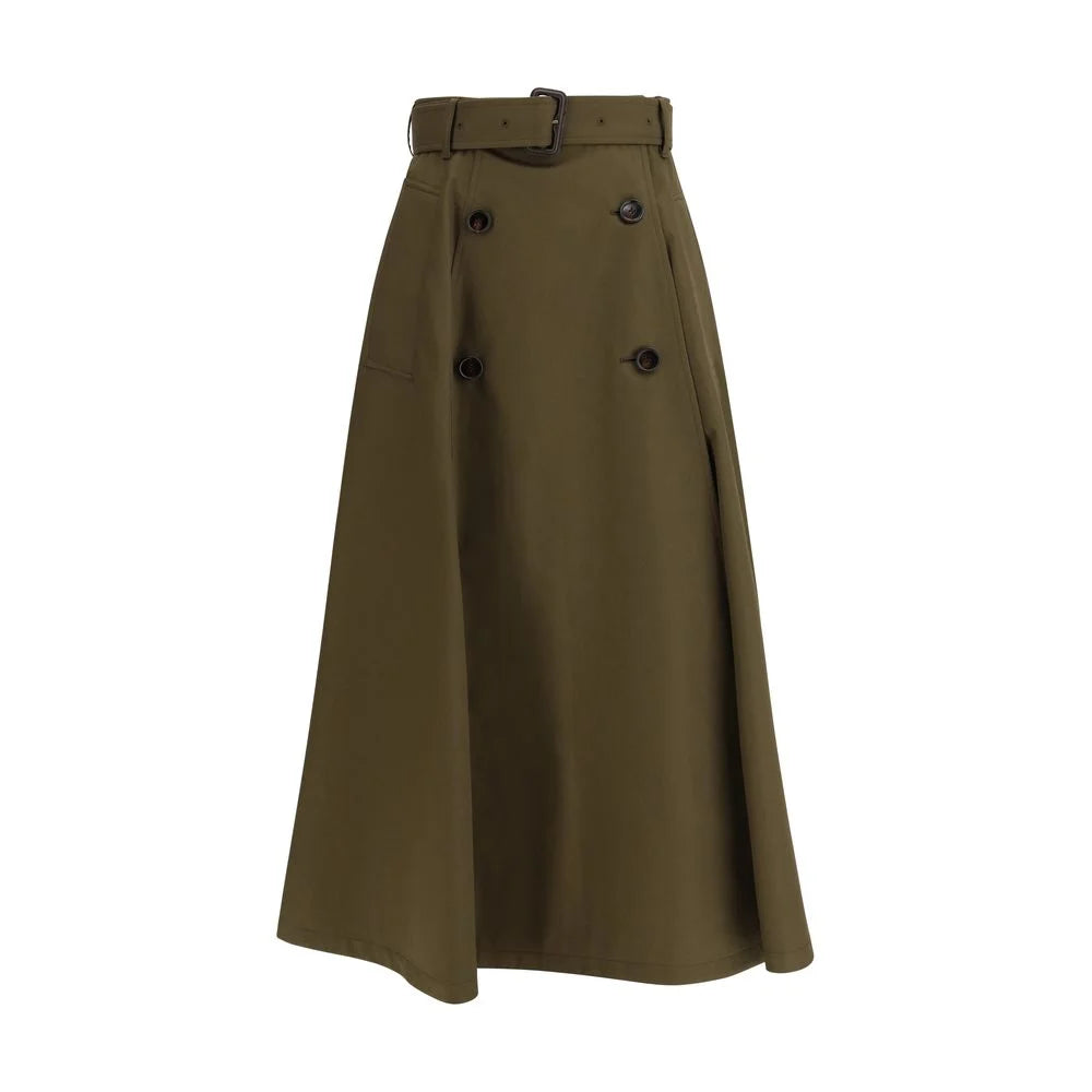 Burberry חצאית מידי מכותנה דו-צבעונית - 8