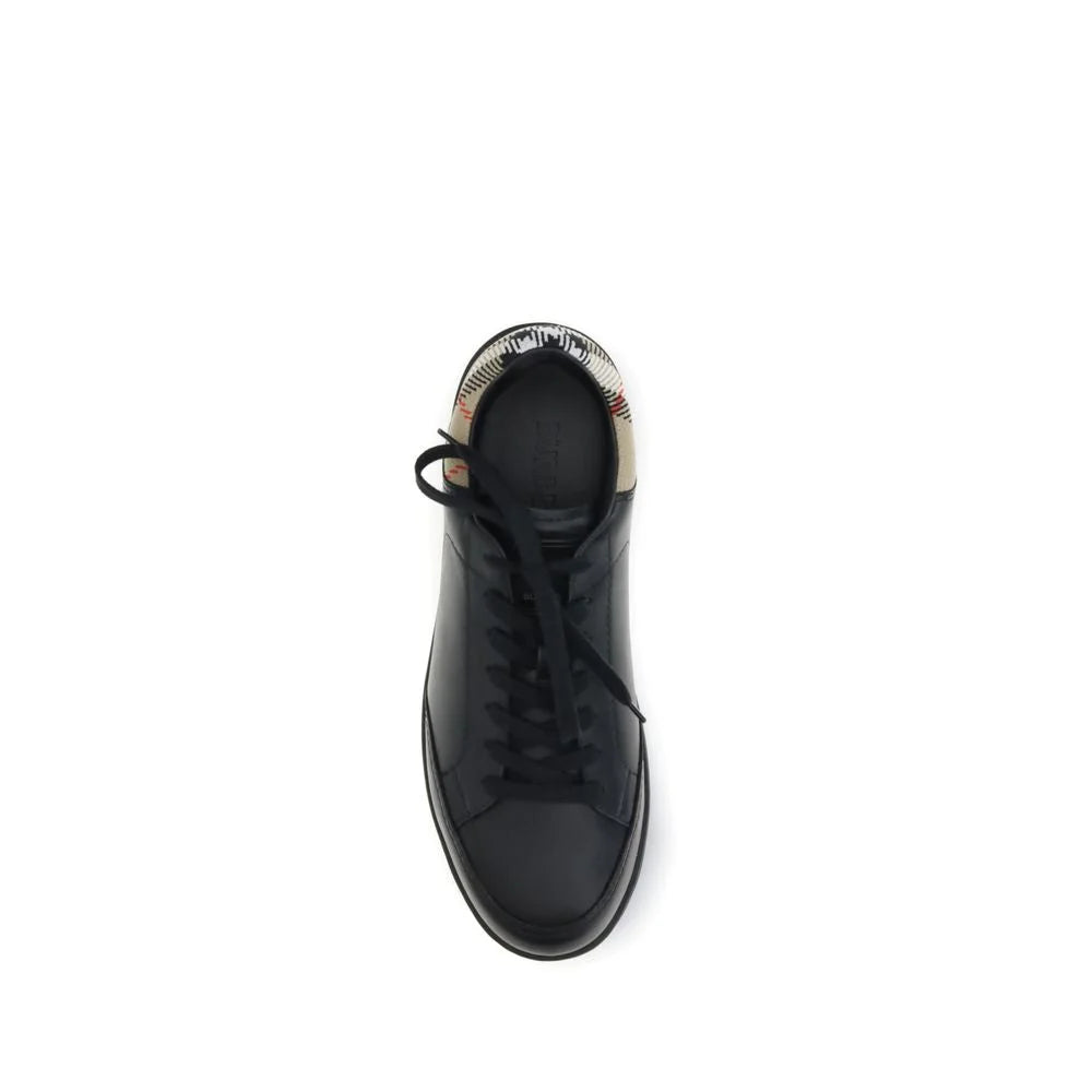 Burberry Black Calf Leather Bos Taurus Low Top Sneakers - EU44/US11