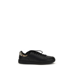 Burberry Black Calf Leather Bos Taurus Low Top Sneakers - EU45/US12