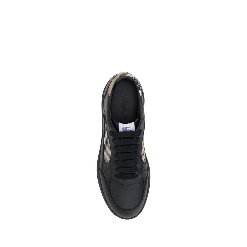 Burberry Black Calf Leather Bos Taurus Low Top Sneakers - EU46/US13
