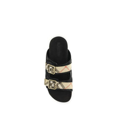 Sandale cu bretele tip șarpe din piele de vițel neagră Bos Taurus Burberry