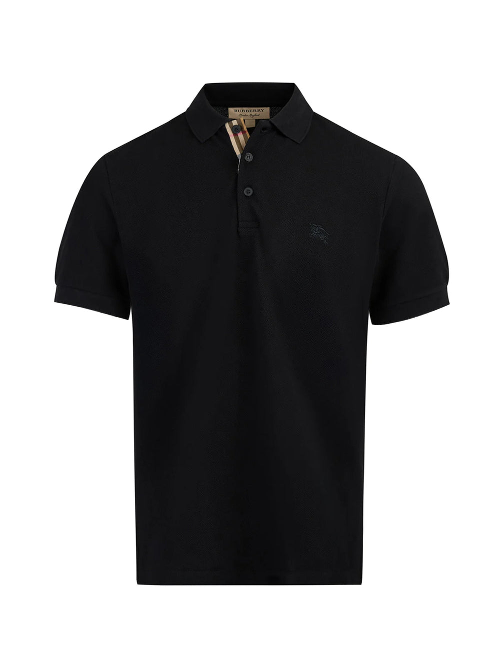 Burberry Black Cotton Collared Polo Shirt - Polos