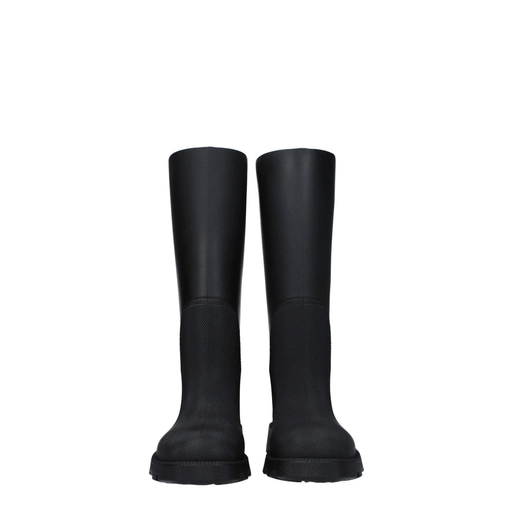 Burberry Black Cotton Rain Boots