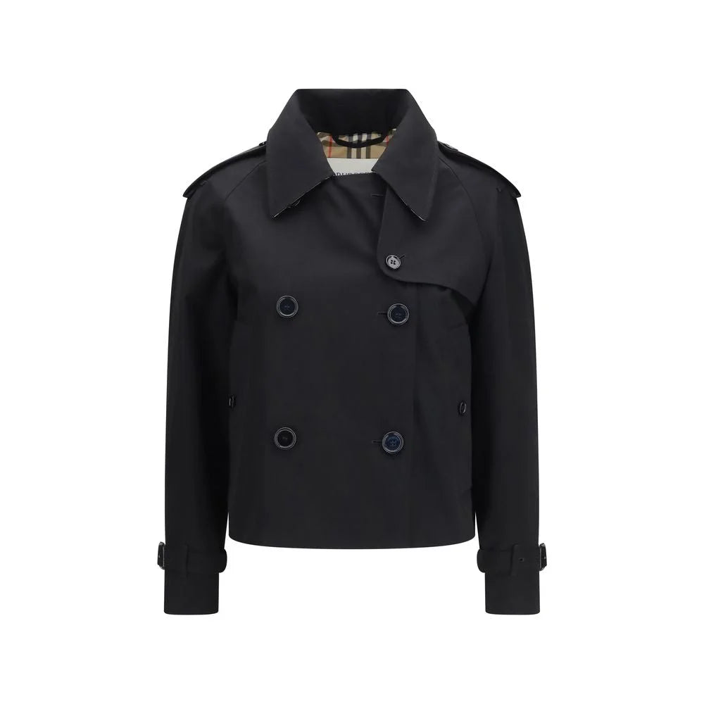 Burberry Black Cotton Trench Coat - 6