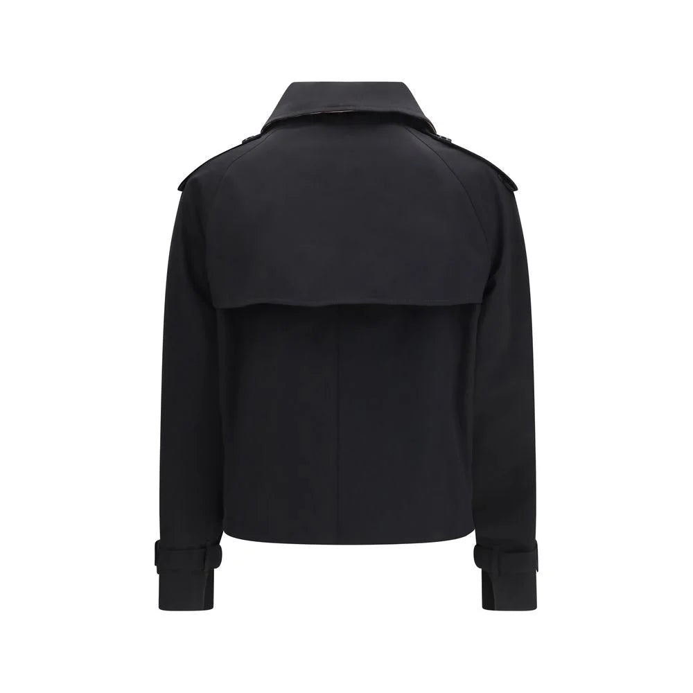 Burberry Black Cotton Trench Coat - 6