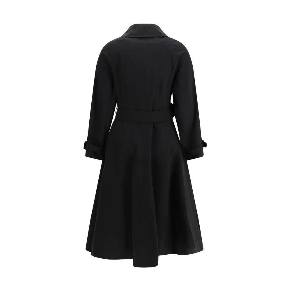 Burberry Black Cotton Trench Coat - 6