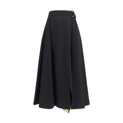 Burberry Black Wool Oves Aries Midi Skirt