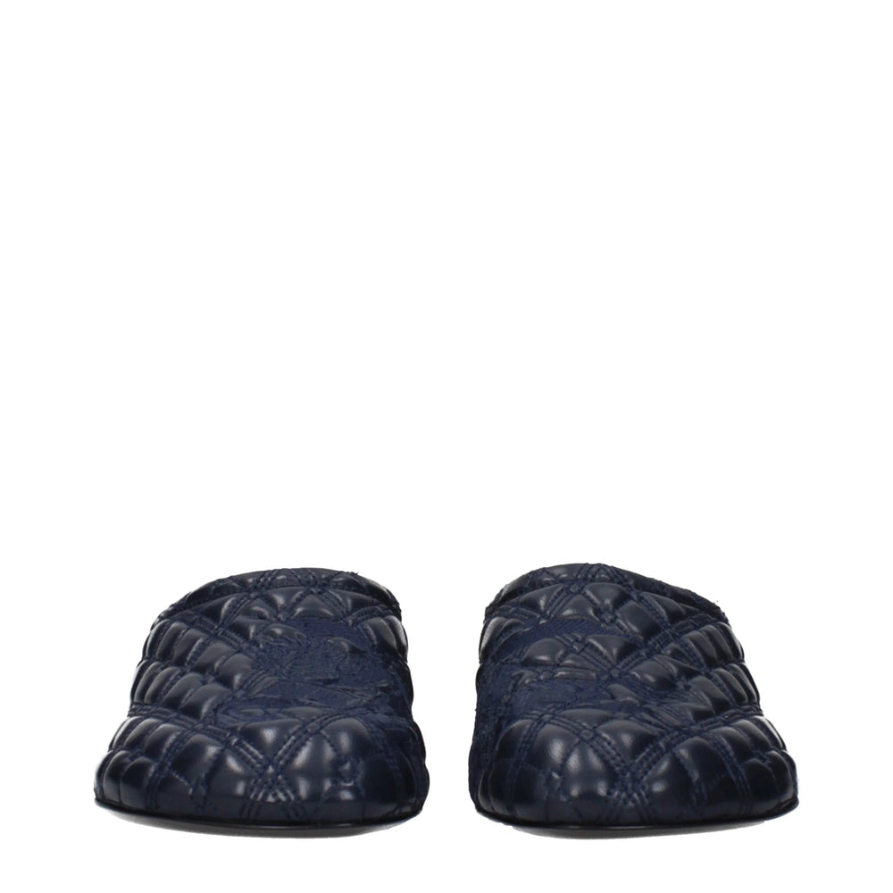 Burberry Blue Leather Slippers - EU38/US8