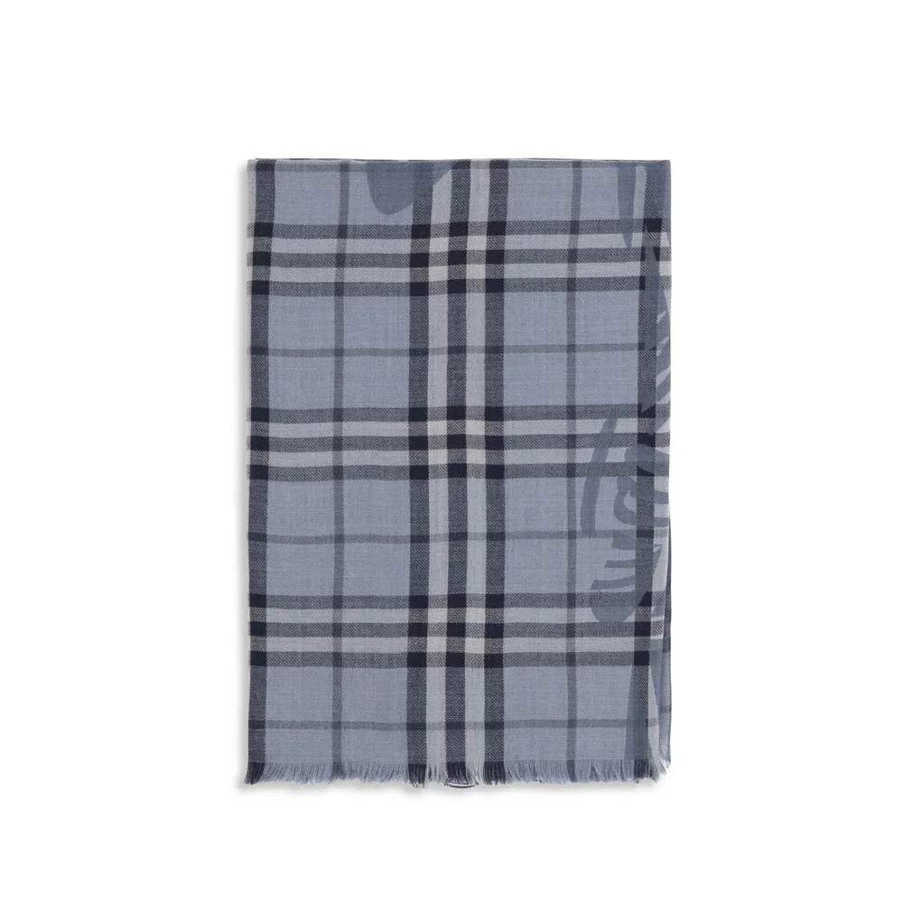 Burberry Blue Wool Oves Aries Foulard
