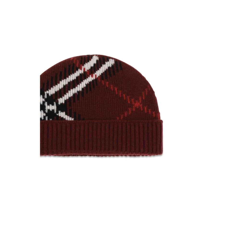 Burberry Bordeaux Cashmere Beanie - UNI