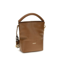Burberry Mala de Balde de Pele de Vitelo Castanha Bos Taurus