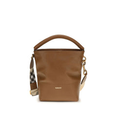 Burberry Mala de Balde de Pele de Vitelo Castanha Bos Taurus