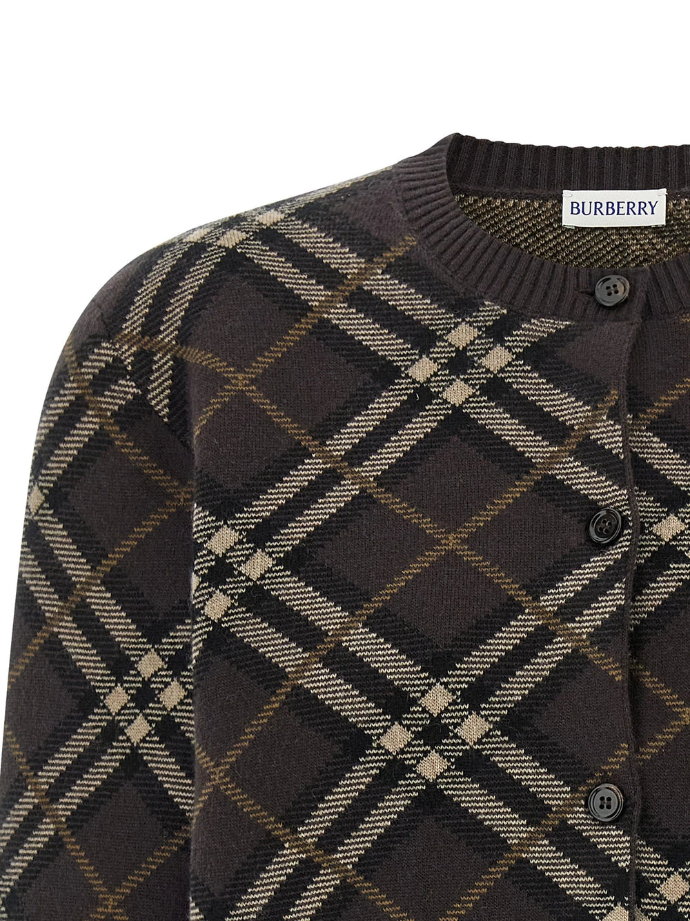 Burberry Brown Wool Cardigan - L